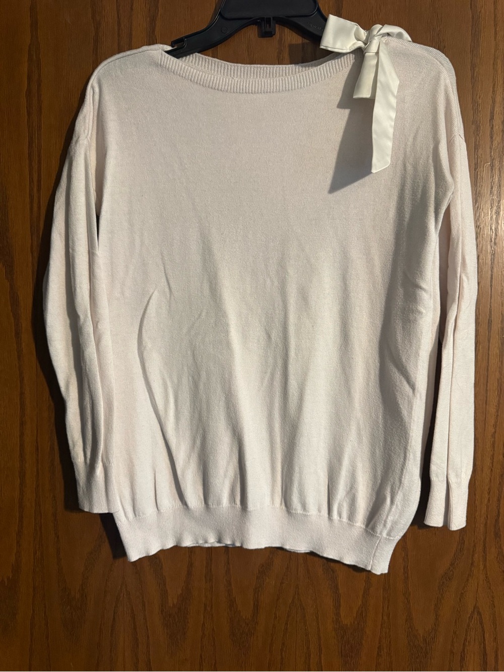 LC Lauren Conrad Cream Bow-Shoulder Scoop Neck Sweater